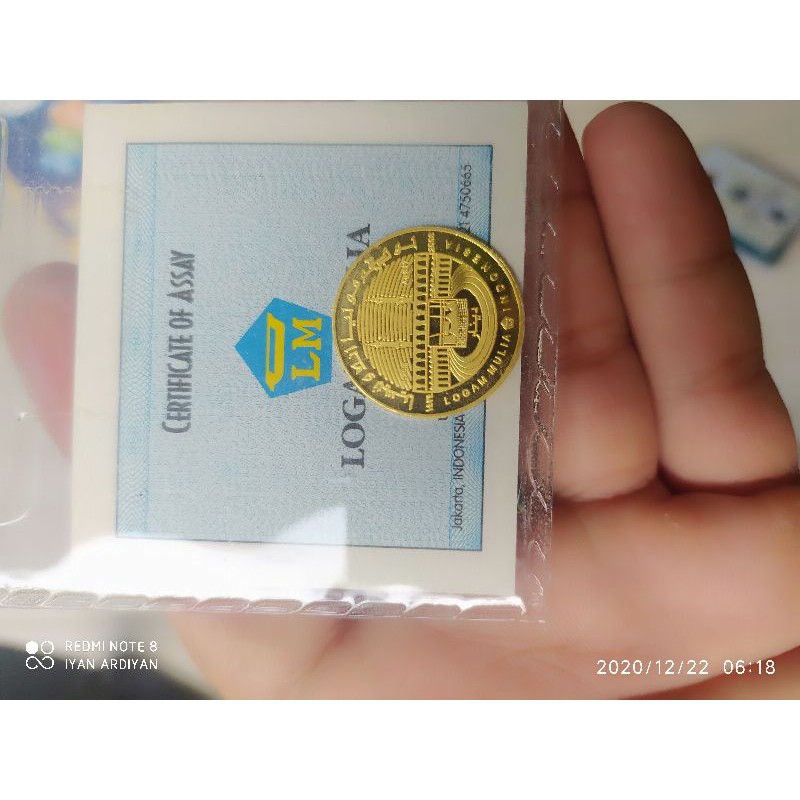 Koin Emas Dinar Antam 1 asli Sertifikat putih