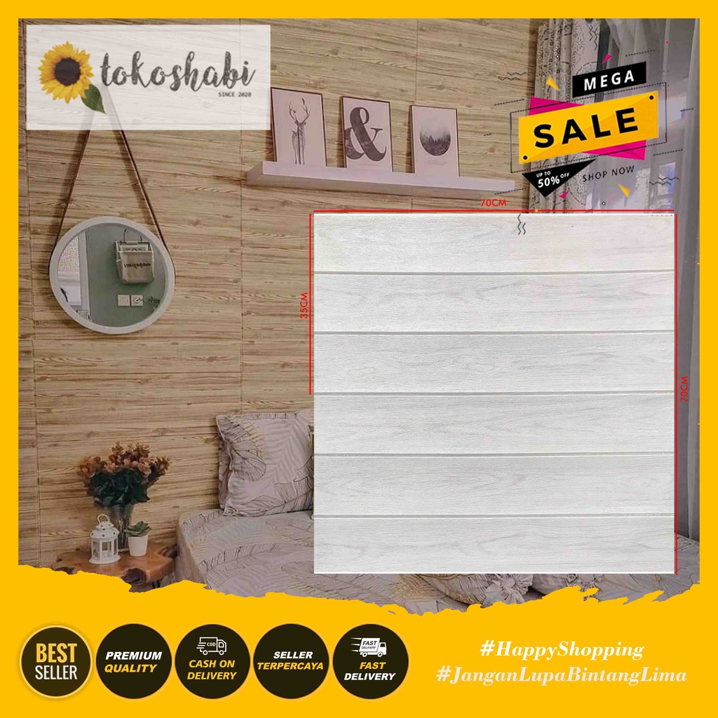 Wallpaper Dinding 3D Foam Kayu Ketebalan 5.5mm-6