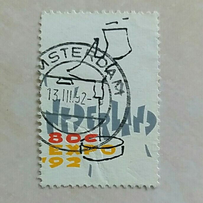

(AD) Perangko Belanda 1992 EXPO- Sevilla - Stylized map of the Netherlands 80c Used