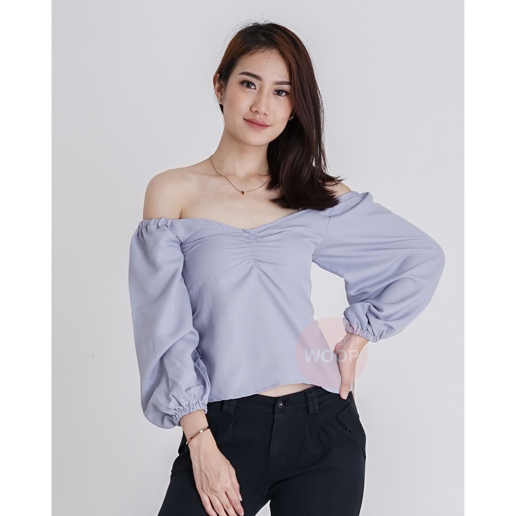 Vneck atasan wanita blouse serut