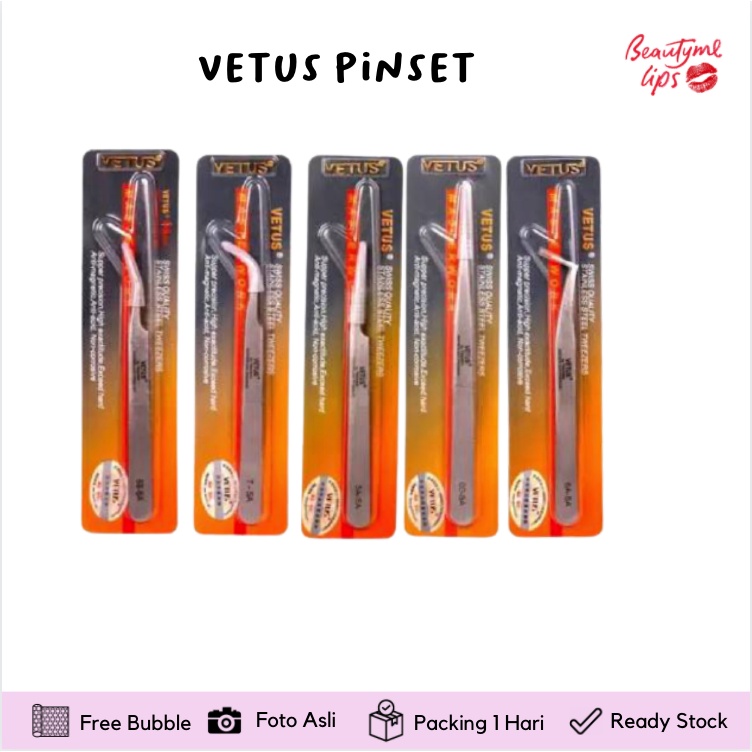 Pinset Vetus Tweezers Pinset Bengkok / Lurus Russian eyelash extension pingset