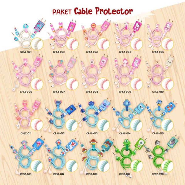 Paket Kabel Protector/Pelindung Kabel Spiral iPhone&amp;Android