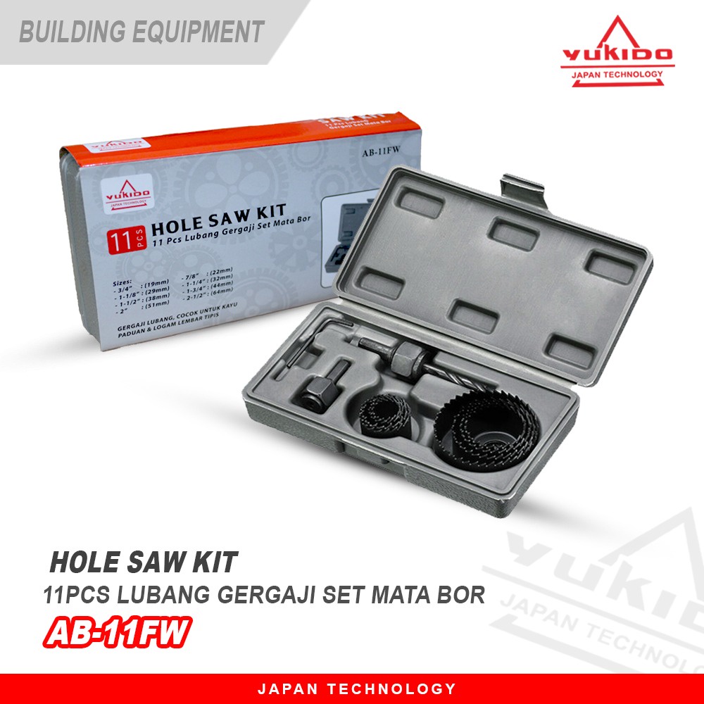 YUKIDO Hole Saw Set Kit 6-11-16 Pcs - Mata Bor Pelubang Kayu Holesaw BERKUALITAS