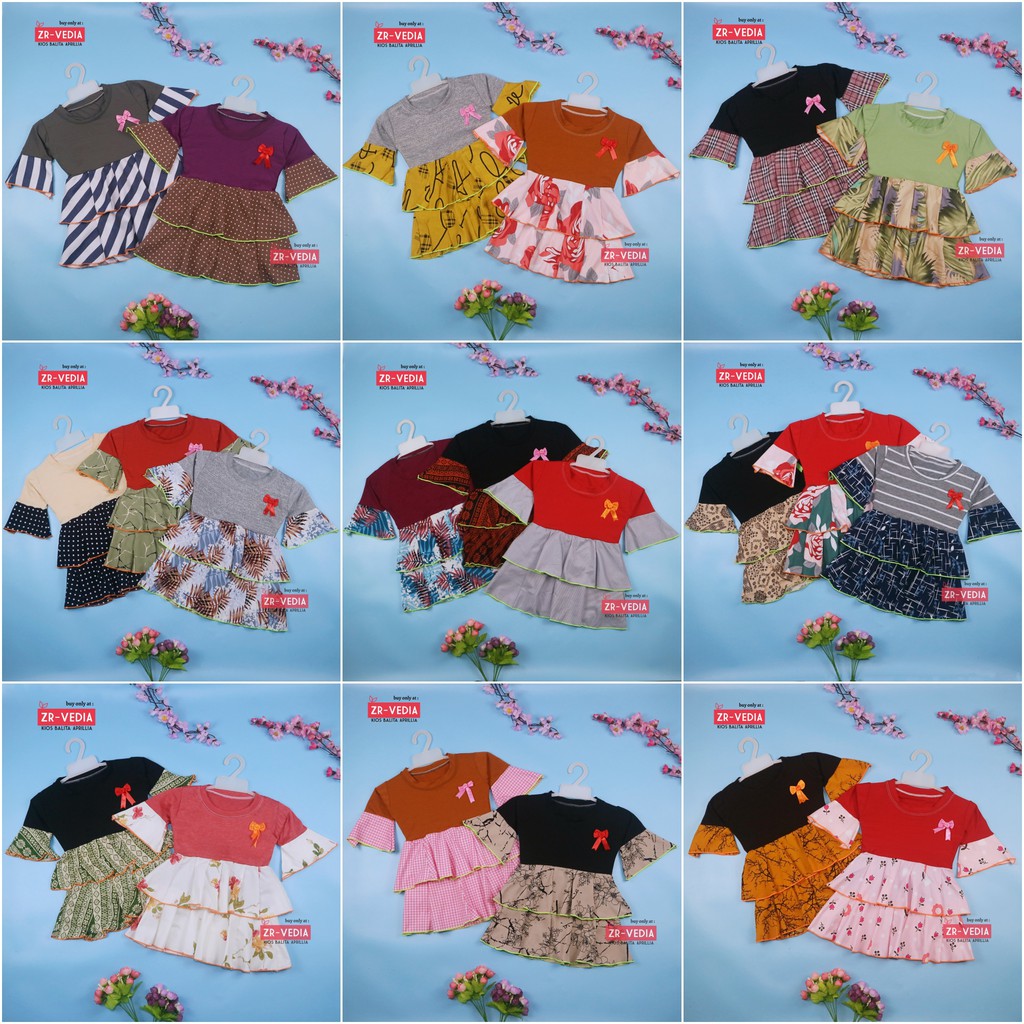 Dress Syifa uk Bayi - 2 Tahun / Dres Lengan Panjang Murah Baju Baby Perempuan Gaun Pesta Grosir