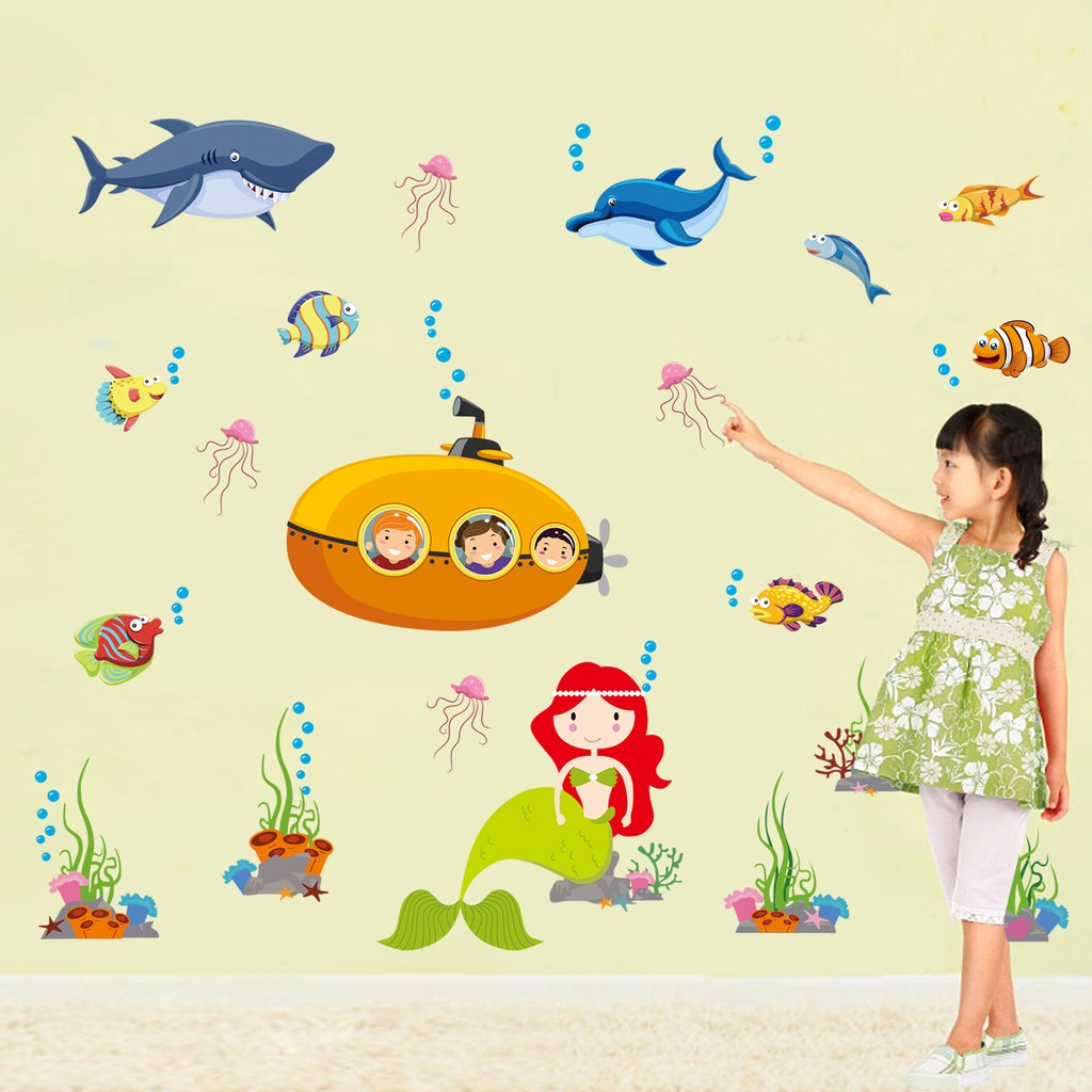 RELIZA Wall Sticker / Stiker Dinding 60X90 IKAN PAUS HIU FISH TOILET KAMAR MANDI JM7262