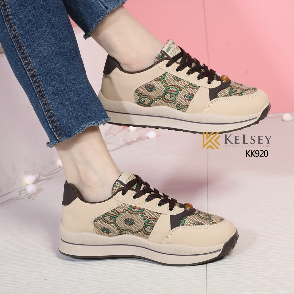 (GRATIS ALAS KAKI) Kelsey Sepatu Sneakers  Wanita  Import KK920