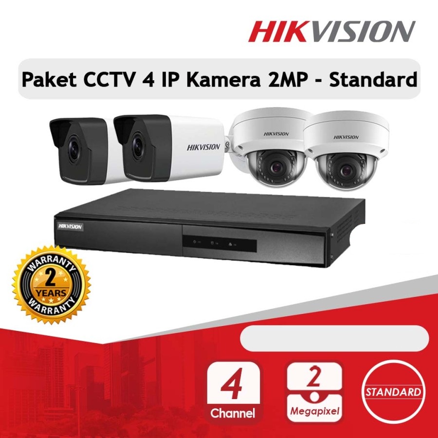 PAKET CCTV IP CAMERA HIKVISION 2MP 4 KAMERA TANPA HDD SIAP PASANG