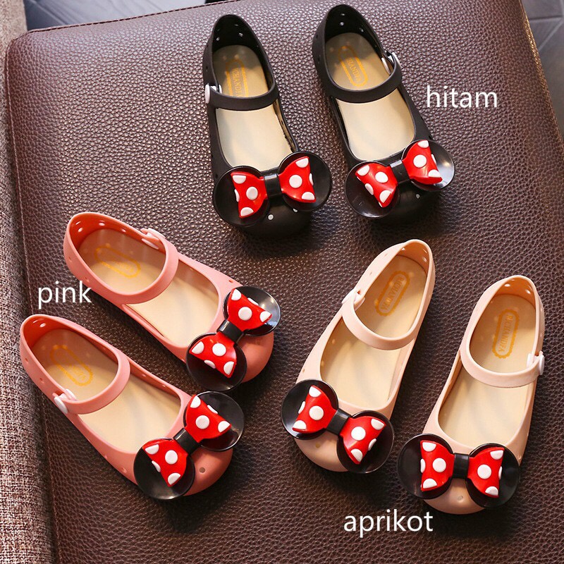 Qeede_Store Sepatu Anak Perempuan Flat Shoes BOW Jelly Shoes Size 24-29 Usia 1-2 Tahun