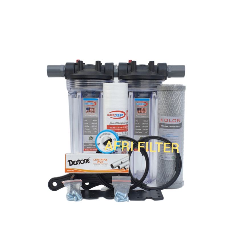 Paket EKO 2 Saringan / Filter Air Siap Pakai ( Clear 10&quot; drat 3/4&quot; SC)