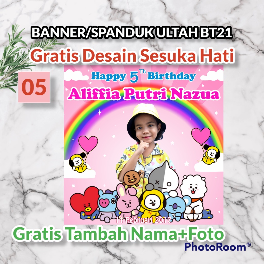 Spanduk Banner Baner Backdrop Ultah ULang Tahun Custom Tema BT21