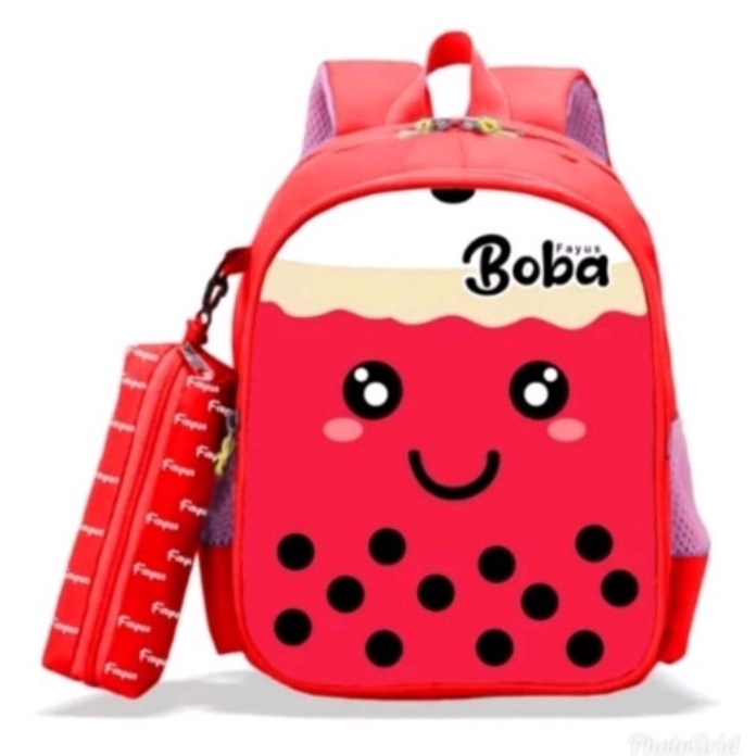 Diobrale -Tas Ransel Anak Sekolah Boba PAUD TK SD Tas Ransel Sekolah Laki Perempuan Premium Karakter Boba Terlaris Terbaru 2022 Backpack Kekiniaan Anak Motif Lucu Terbaru Karakter Boba Murah