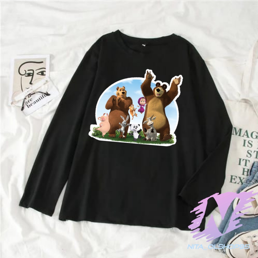 BAJU KAOS MARSA KAOS ANAK LENGAN PANJANG MASHA AND THE BEAR