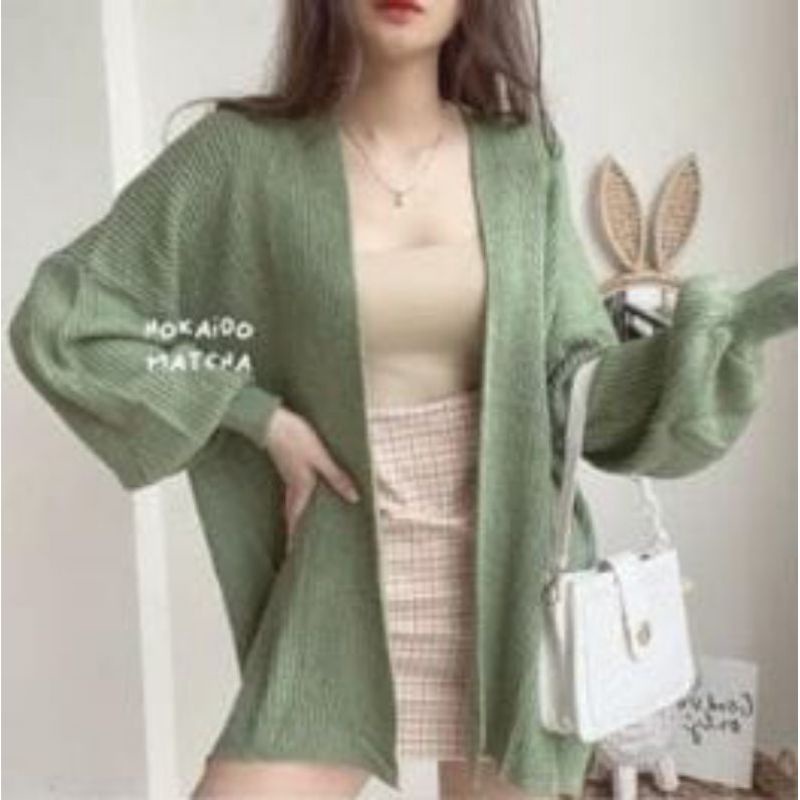 OUTER CARDIGAN RAJUT HOKAIDO WANITA//CARDIGAN RAJUT LENGAN BALON//ATASAN WANITA