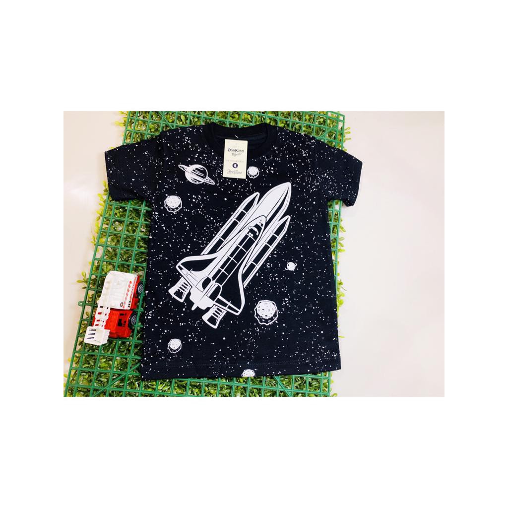 COD FREE ONGKIR terlaris kaos oshBOSS anak roket hitam usia 1-7 tahun