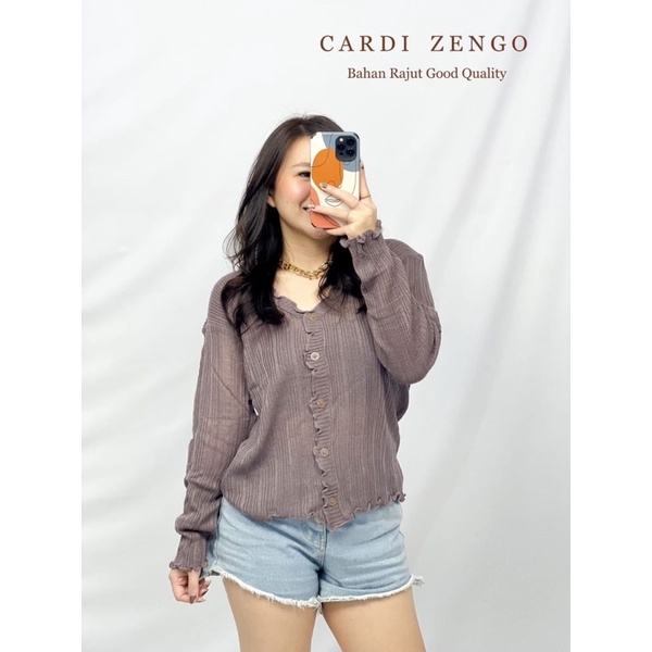 BAJU ATASAN CEWEK WANITA CARDI ZENGO FASHION RAJUT LENGAN PANJANG KEKINIAN