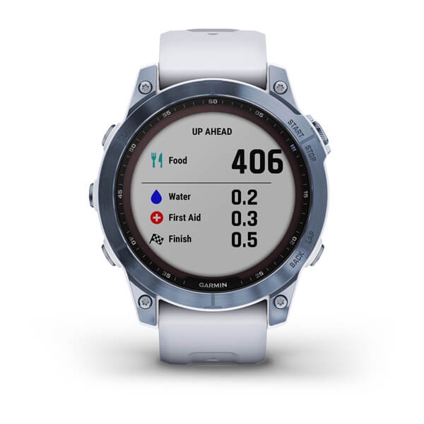 Garmin Fenix 7 Sapphire Solar Mineral Blue DLC Titanium with Whitestone Band - Original Garansi Resmi 2 Tahun