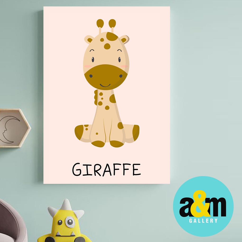 Poster Kayu Hiasan Dinding Kamar Bayi dan anak Gambar Binatang Lucu ( A4 ) Dekorasi Kamar anak Wall decor Edukasi Gambar Tema Binatang - A&amp;M