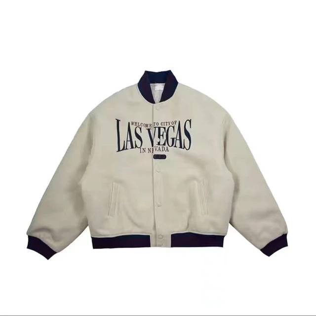 LAS VEGAS Jacket Varcity Baseball Oversize Pria Wanita Sweater Bisbol Kekinian Gaya Casual OOTD Korean