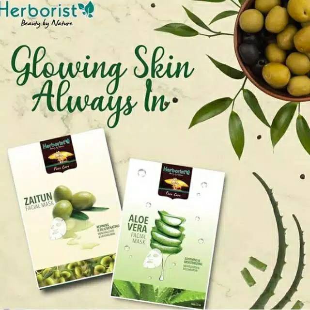 ⭐BAGUS⭐ HERBORIST Facial Mask | Aloevera Zaitun Sheet Mask 23ml