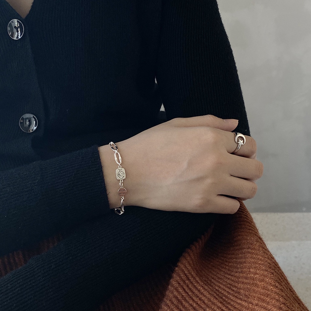 Gelang Tangan Rantai Simple Bentuk Kotak Untuk Wanita