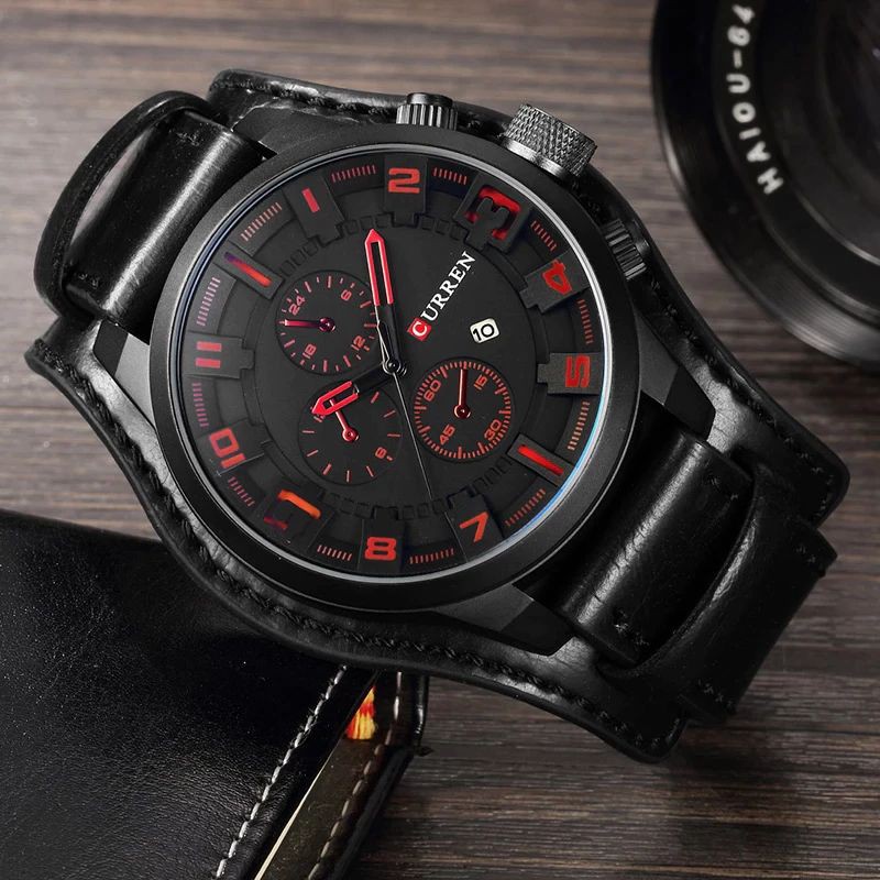 CURREN 8225 Jam Tangan Pria Analog Tali Kulit Chronograph Tidak Aktif WATCHKITE WKOS