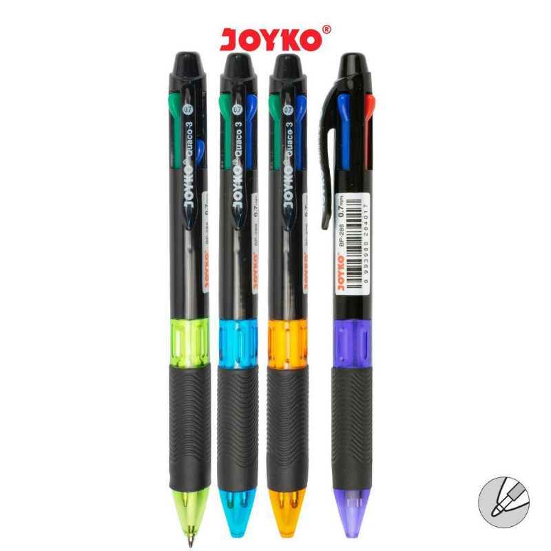 Ball Pen Pulpen Pena Joyko BP-288 Quaco 4Warna 12pcs