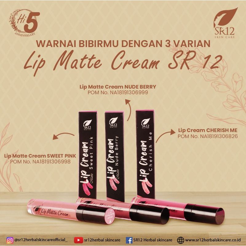 Lip matte cream SR12/nude berry/sweet pink/lip cream cherish me