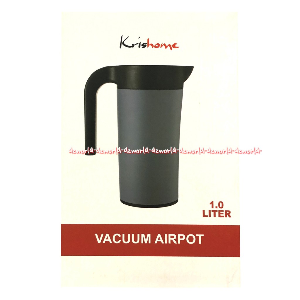 Krishome Vacuum Airport 1L Big Handle Grey Teko Cerek Tempat Air Tahan Panas 12jam Grey Abu Abu