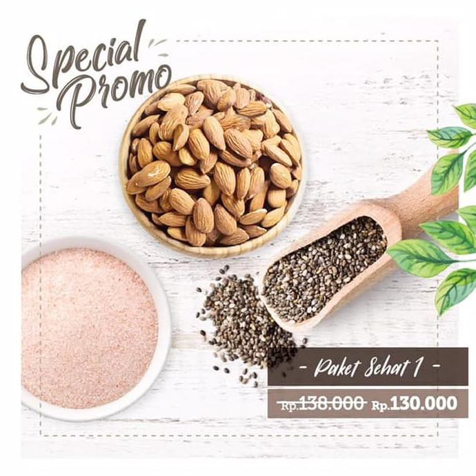

Sale - Paket Sehat 1 (250gr Roasted Almond, Organic Chia Seed, Himalayan Salt