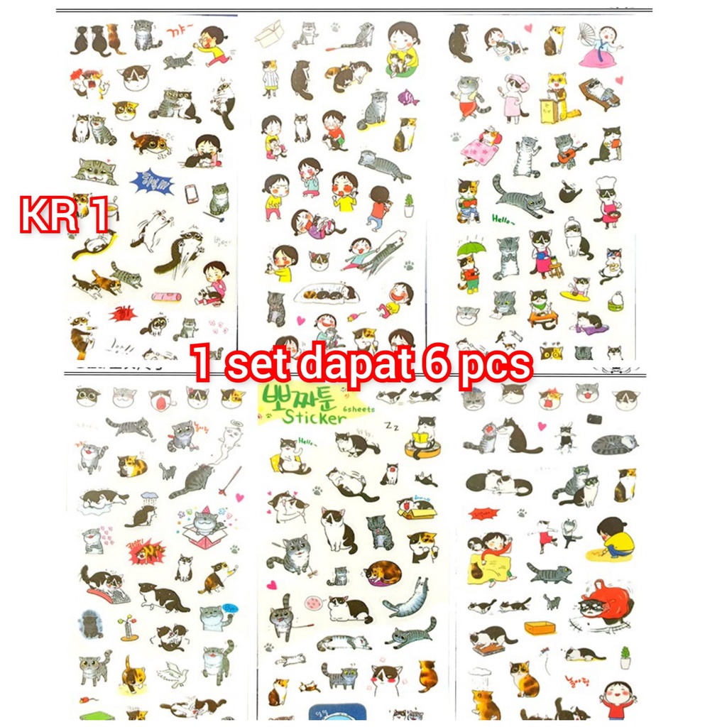 Stiker Sticker Mini Cat Kucing Lucu Mungil Emotikon Emoticon Motif Korea Korean Vintage Untuk Tempelan Pembatas Book Books Buku kertas Case Casing Chasing HP Handphone Vintage Toples Botol Seticker Tumbler Gelas Buku Diary Kado Unik Murah