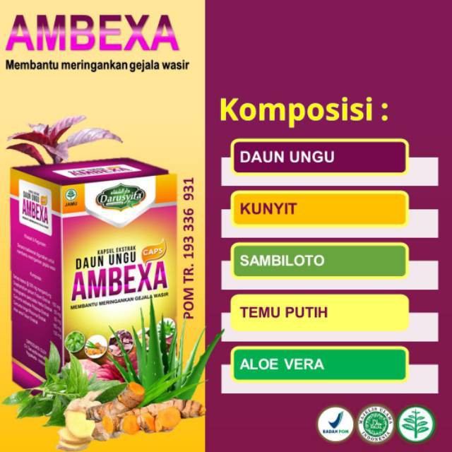 Obat Ambeien Wasir BAB Berdarah Ambeyen Benjolan Anus Sembelit Alami Aman Tanpa Operasi - AMBEXA ORI