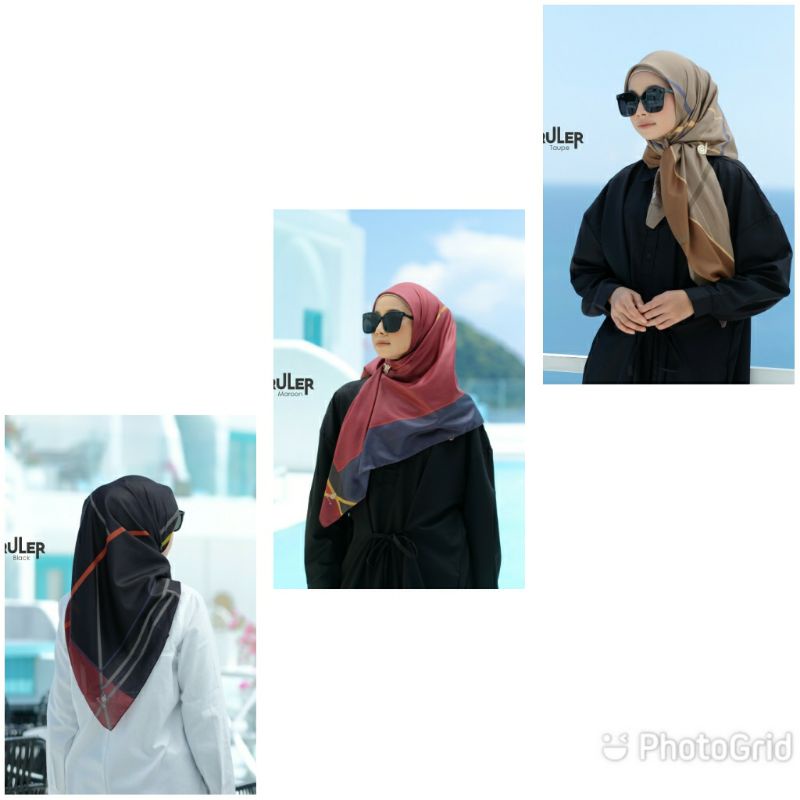HIJAB DEENAY RULER MAROON BLACK TAUPE ORIGINAL 100%