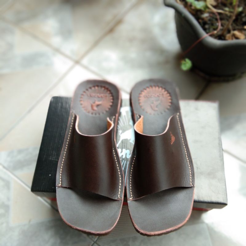 Sandal pria kulit asli lancas sendal slop cowok