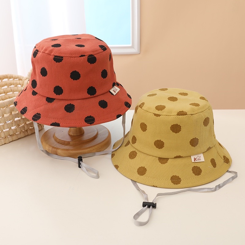 2 3 4 tahun Topi Bucket Anak Laki Laki Anak Perempuan Import Model Dots Dengan Tali