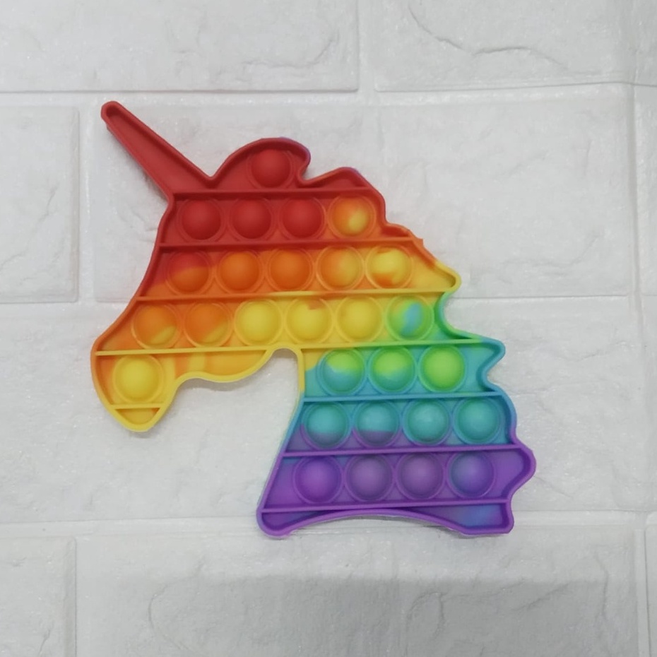 GLORI.ID R412 POP IT MURAH RAINBOW UNICORN fidget push Fidget Toy Push bubble kids POPIT-UNICORN