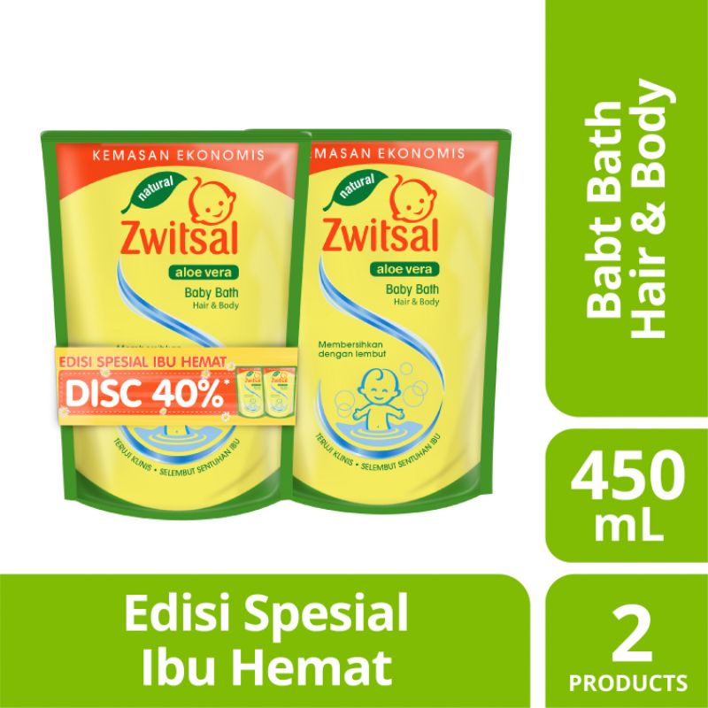 Jual ZWITSAL Baby Bath Hair and Body 2in1 Refill 2x450 ml Shopee