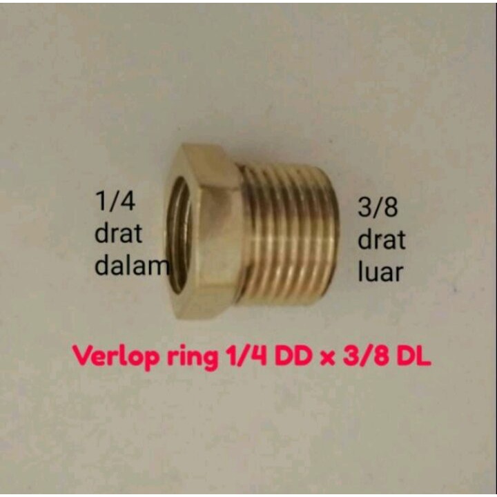 Verlop Ring Kuningan  - Flugring - Dobel sok drat dalam 1/4 x 3/8 drat luar