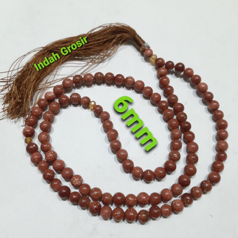 TASBIH BISA BUAT KALUNG BATU PASIR MAS 6MM 99BUTIR ORIGINAL