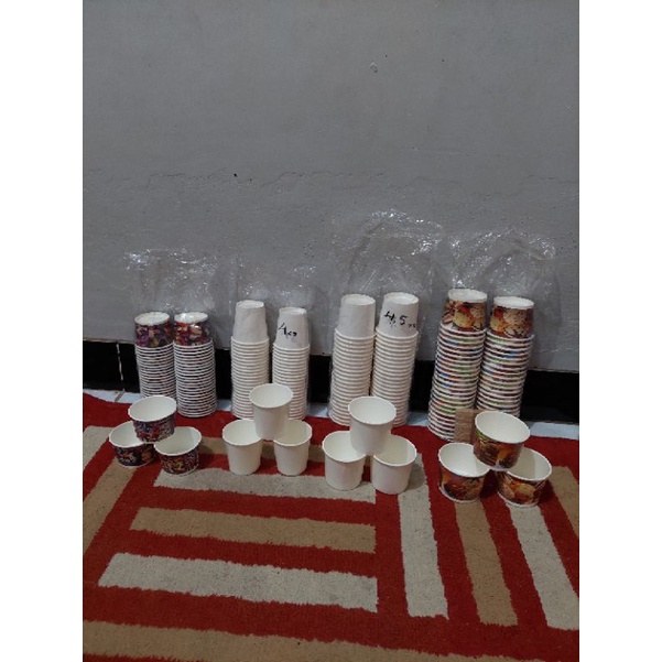 #ECR2026#paper cup es cream berbagai ukuran 3.5 oz, 4 oz, 4.5 oz dan 5 oz. 50pcs/pak tanpa tutup.