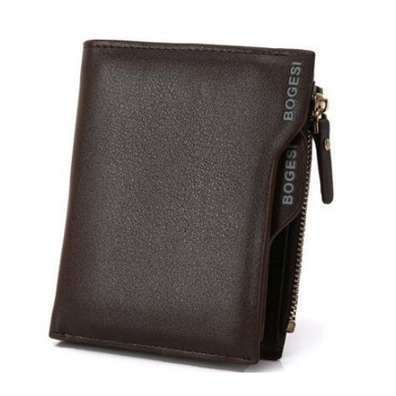 #LC D836 Dompet Pria Lipat Kulit Bogesi Men Fashion Letter Wallet-Coklat
