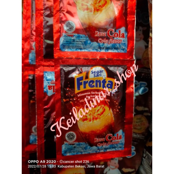 

FRENTA COLA MINUMAN SERBUK INSTAN RASA COLA PROMO 1 renceng isi 10sachet