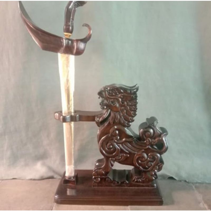 Jagrak Stand Keris Singo Barong Kayu Jati Asli