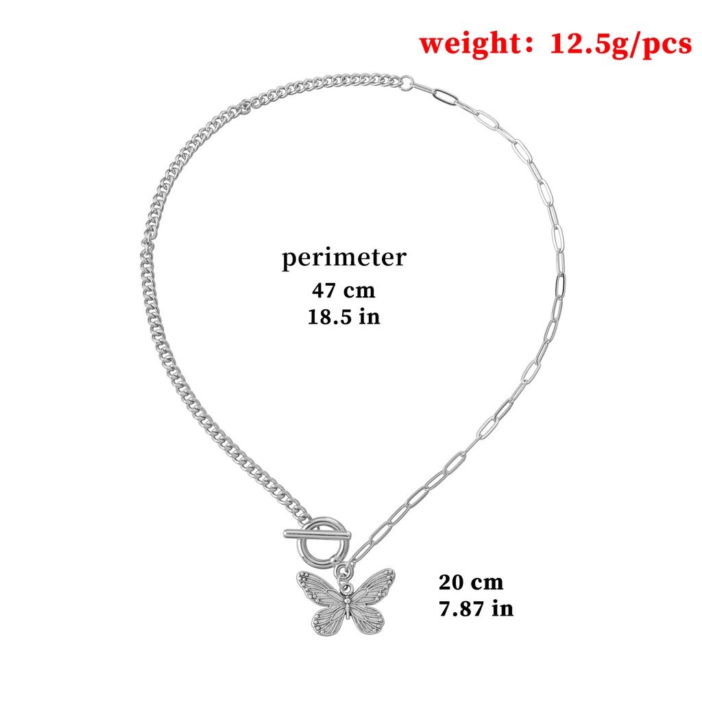 Vintage Butterfly Pendant Adjustable Necklace for Women Korean Hip Hop Titanium Steel Clavicle Chain Choker Jewelry Accessories