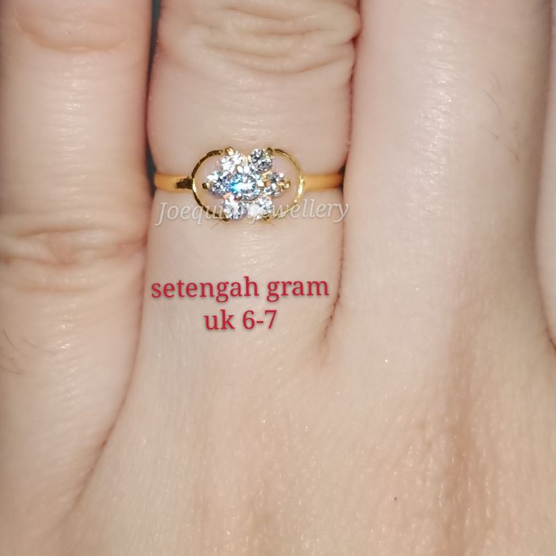 cincin bunga setngah gram uk 8-13, 1 gram ukuran 12 emas muda