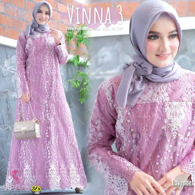 GAMIS BRUKAT KEBAYA TILE MAXY DRESS WANITA MUSLIM BROKAT VELVET MURAH GAMIS TERBARU GAMIS VINNA DRES