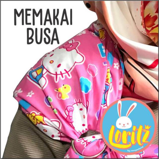 Gendongan bayi ring sling / cukin modern ring sling Loritz pakai BUSA SIZE 240x90