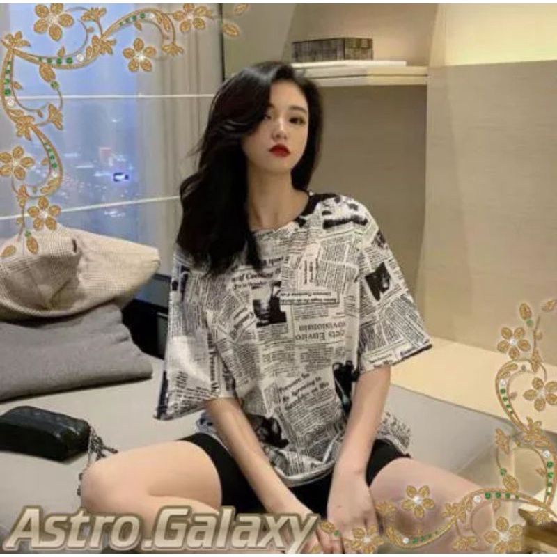 [ TS ] Kaos Tumblr Tee Tshirt Baju Atasan Murah Wanita Kaos Motif Koran Lengan Pendek Murah Wanita