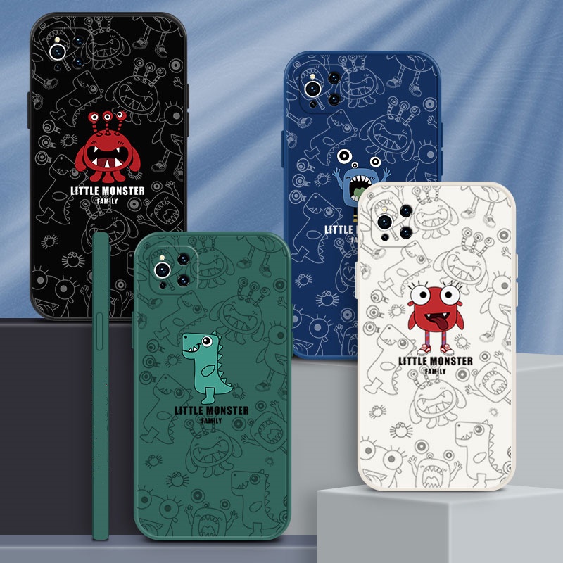 Soft  Casing OPPO Reno 7 A16 A15 A15S A54 A94 A93 A53 2020 A52 A92 A5S A12 A7 A1K A3S F9 Reno 6 Reno4F Reno5F Realme8i C2 Small Monster Pattern Straight Cube Case R&amp;J