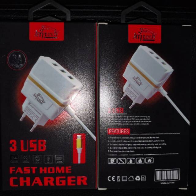 CHARGER JM TECH 3 USB FAST HOME CHARGING