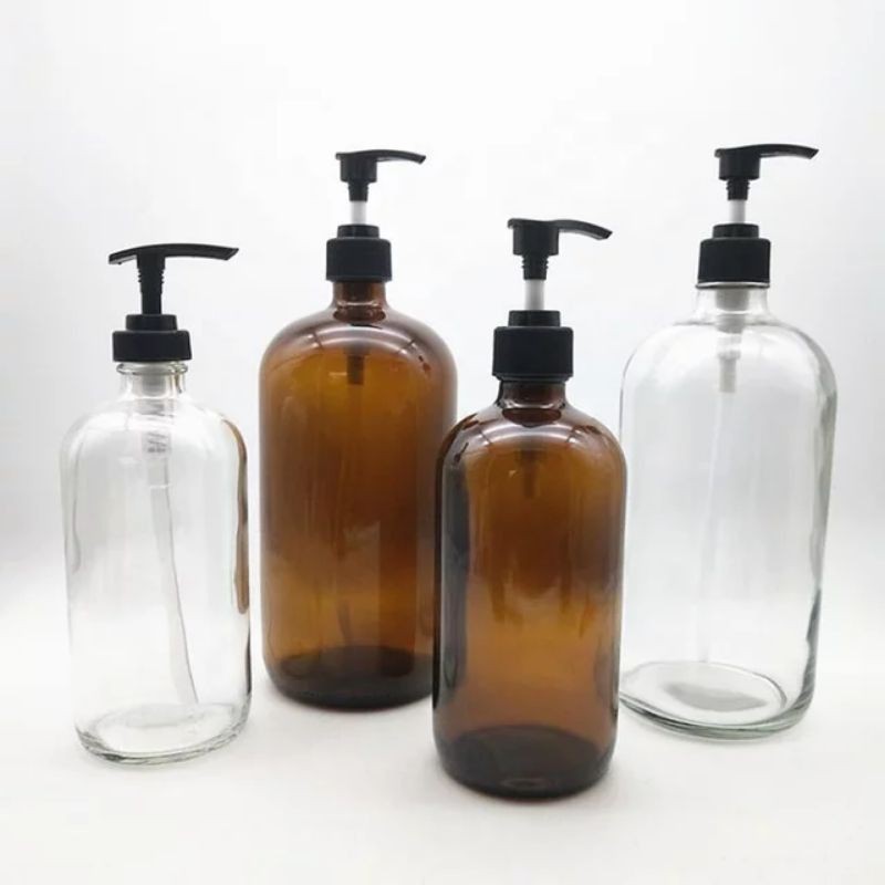 Botol Kaca Bening/Kaca Amber 1000ml Pump